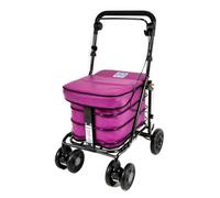 Walk and Rest The Prestige Ultimate Shopper Folding Shopping Trolley with Seat, Handbrake, 4 Swivelling Wheels, Purple