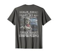 Walk Away I Am A Grumpy Old Man I was Born in May (on Back) T-Shirt, Men, Asphalt Grey, 4X-Large