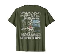 Walk Away I Am A Grumpy Old Man I was Born in May (on Back) T-Shirt, Men, Olive Green, 3X-Large