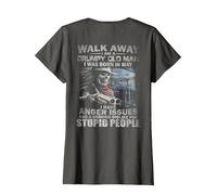 Walk Away I Am A Grumpy Old Man I was Born in May (on Back) T-Shirt, Women, Asphalt Grey, Small