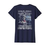 Walk Away I Am A Grumpy Old Man I was Born in May (on Back) T-Shirt, Women, Navy Blue, Small
