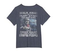 Walk Away I Am A Grumpy Old Man I was Born in May (on Back) T-Shirt, Women's Plus, Heather Blue, 6X