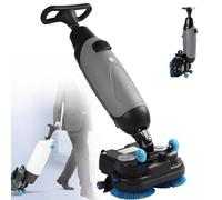 Walk Behind Floor Scrubber Dryer, 2x250W Brush Power & 4.5L+7.5L Dual Tanks, Coverage 13000 Sqft/H, Lightweight Electric Floor Cleaner for Wooden Floors, Tiles, Terrazzo, Marble, Cement Floors Grey