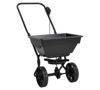 Walk-Behind Salt Spreader Black PVC Hopper Steel Frame 80x46x75 cm 10-Level 15L