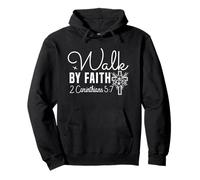 Walk BY FAITH 2 Corinthians 5:7 Floral Inspirational Design Pullover Hoodie