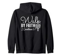 Walk BY FAITH 2 Corinthians 5:7 Floral Inspirational Design Zip Hoodie