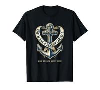 Walk By Faith Christian Anchor Cross Hope Design Value Graphic T-Shirt