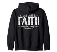 Walk By Faith Christian Bible Verse Floral Cross Scripture Zip Hoodie