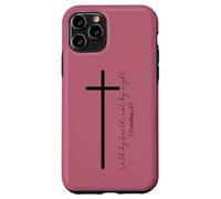 Walk by Faith Christian Cross Scripture Minimal Art Case for iPhone 11 Pro