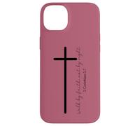 Walk by Faith Christian Cross Scripture Minimal Art Case for iPhone 14 Plus