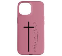Walk by Faith Christian Cross Scripture Minimal Art Case for iPhone 15