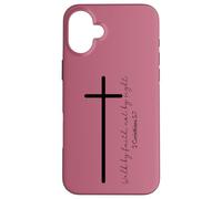 Walk by Faith Christian Cross Scripture Minimal Art Case for iPhone 16 Plus