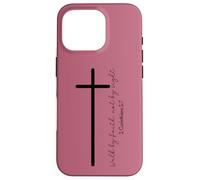 Walk by Faith Christian Cross Scripture Minimal Art Case for iPhone 16 Pro