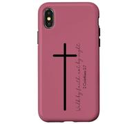 Walk by Faith Christian Cross Scripture Minimal Art Case for iPhone X/XS
