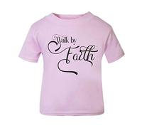 Walk by Faith Corinthian (Style 2) Religious Faith Quote [FHSVG] Short Sleeve Cotton Toddler t Shirt, 1-2 Years, Pastel Pink