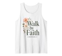 Walk By Faith Floral Christian, 2 Corinthians 5:7 Bible Tank Top