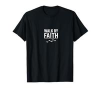 Walk by Faith Footsteps Inspirational Christian Design T-Shirt