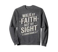Walk By Faith Not By Sight Bible Verse Women Luke Scripture Sweatshirt, Adult Unisex, Dark Heather Grey, Small