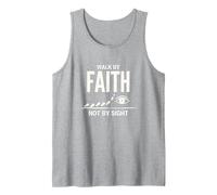Walk by Faith Not by Sight Inspirational Christian Quote Tank Top, Men, Heather Grey, M