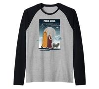 Walk for Peace Monks Journey 2026 with Dog Meditation Cool Raglan Baseball Tee