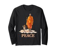 Walk for Peace Monks with Aloka Dog Minimalist Zen Art Long Sleeve T-Shirt