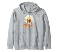 Walk for Peace Monks with Aloka Dog Minimalist Zen Art Zip Hoodie