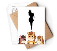 Walk Hot Beautiful Woman Stand Postcards Envelopes Cards Mailing Year Horse