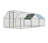 Walk In Chicken Cage, Large Chicken Coop with Waterproof Cover, Metal Chicken Cage Lockable Door Design for Rabbits Chickens(600 * 300 * 195cm)