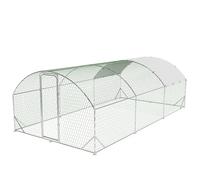 Walk In Chicken Run, 6 x 3 x 2 M Galvanised Large Chicken Coop, Hen Coop Poultry with Water-proof Cover and Protection Mesh, Outdoor Walk-in Poultry Pen Cage for Ducks Birds Rabbits Dogs Cats