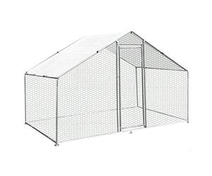 Walk In Chicken Run Cage Coop 3m x 2m x 2m Dog Pen House Kennel Large Metal Enclosure Rabbits Ducks Poultry Roof Cover Shelter Sunshade Pets Outdoor Backyard Farm Animal