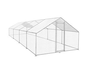 Walk In Chicken Run Cage Coop 4m x 8m x 2m Dog Pen House Kennel Large Metal Enclosure Rabbits Ducks Poultry Roof Cover Shelter Sunshade Pets Outdoor Backyard Farm Animal