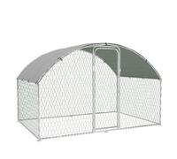 Walk in Chicken Run, Galvanised Chicken Coop Hen House with Waterproof & Sun-Protective Cover, Poultry Cage Pet Playpen for 7-11 Chickens, Hens, Ducks, Rabbits, 9.8x6.5x6.5 FT, Silver