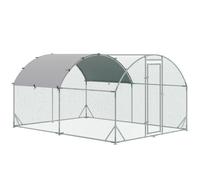 Walk-In Chicken Run Galvanised Chicken Coop w/ Cover 2.8 x 3.8 x 2m Pawhut