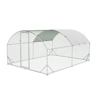 Walk in Chicken Run, Large Metal Chicken Coop, Dome Poultry Cage with 4 Corner Reinforcement Ribs, Pet Playpen for 15-21 Chickens, Hens, Ducks, Rabbits, 9.8 w x 13.1 l x 6.6 h Ft, Silver