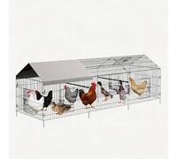 Walk-in Galvanised Chicken Run with Dome Roof - Large Poultry Cage for 4-6 Hens, Ducks or Rabbits, Waterproof & UV-Resistant Cover, Outdoor Pet Playpen for Garden & Farm Yard (1 x 1 x 3.3m)