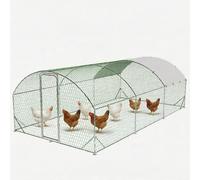 Walk-in Galvanised Chicken Run with Dome Roof - Large Poultry Cage for 4-6 Hens, Ducks or Rabbits, Waterproof & UV-Resistant Cover, Outdoor Pet Playpen for Garden & Farm Yard (3 x 6 x 2m)