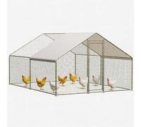 Walk-in Galvanised Chicken Run with Dome Roof - Large Poultry Cage for 4-6 Hens, Ducks or Rabbits, Waterproof & UV-Resistant Cover, Outdoor Pet Playpen for Garden & Farm Yard (2 x 3 x 4m)