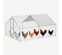 Walk-in Galvanised Chicken Run with Dome Roof - Large Poultry Cage for 4-6 Hens, Ducks or Rabbits, Waterproof & UV-Resistant Cover, Outdoor Pet Playpen for Garden & Farm Yard (3 x 4 x 2m)