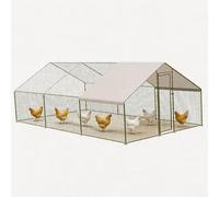 Walk-in Galvanised Chicken Run with Dome Roof - Large Poultry Cage for 4-6 Hens, Ducks or Rabbits, Waterproof & UV-Resistant Cover, Outdoor Pet Playpen for Garden & Farm Yard (3 x 6 x 2m)