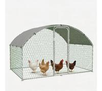 Walk-in Galvanised Chicken Run with Dome Roof - Large Poultry Cage for 4-6 Hens, Ducks or Rabbits, Waterproof & UV-Resistant Cover, Outdoor Pet Playpen for Garden & Farm Yard (3 x 2 x 2 m)