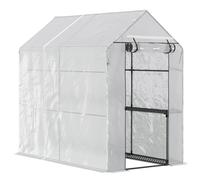Walk in Garden Greenhouse with Shelves Polytunnel Steeple Grow House 186L x 120W 190H cm White