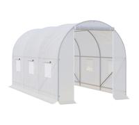 Walk-in Greenhouse 3.5x2x2m White PE Cover Galvanized Steel Frame DoubleZip Door