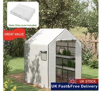 Walk-in Greenhouse Cover Replacement with Door and Mesh Windows, White