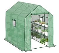 Walk In Greenhouse Tunnel Door & Mesh Windows Outdoor Garden Grow