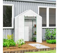 Outsunny Walk-in Greenhouse with 4 Shelves, Outdoor Small Greenhouse, White - White - 143W x 74D x 190H cm