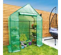 Walk-In Greenhouse with PE Cover, 4 Shelves & Zip Up Door - Green Foldaway Outdoor Garden Grow House - H195 x W143 x D75cm mysmartbuy Green One Size
