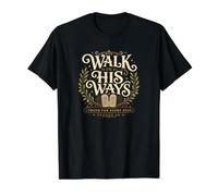 Walk in His Ways Exodus 20 Ten Commandments Faith Guide Value Graphic T-Shirt, Men, Black, L