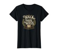 Walk in His Ways Exodus 20 Ten Commandments Faith Guide Value Graphic T-Shirt, Women, Black, S