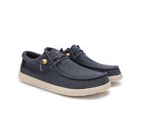 WALK IN PITAS Men's Wallabi Washed 10 UK Blue Cotton Moccasins Elastic Closure EVA Ultralight Sole Casual Summer Shoes