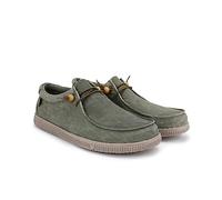 Walk In Pitas, WP150 Wallabi Washed Men's Pitas Boat Shoes Casual Summer Loafers, Khaki Green, 7 UK